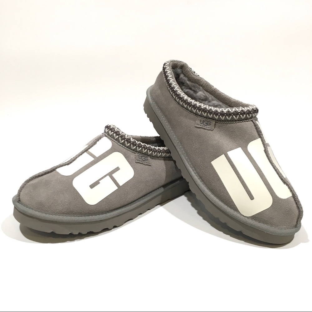 UGG Tasman Chopd Logo Slip on Slippers -Cobble Gray Suede -Men’s US 11 -NEW